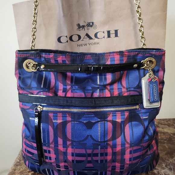 Coach Poppy Blue and Pink 2way Bag EUC - Picture 13 of 16